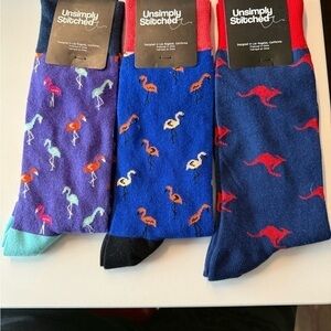 Men's Colorful Socks  3 Pairs - Purple, Blue, Red